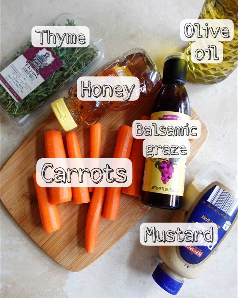 ingredients for Honey Balsamic Roasted Carrots 